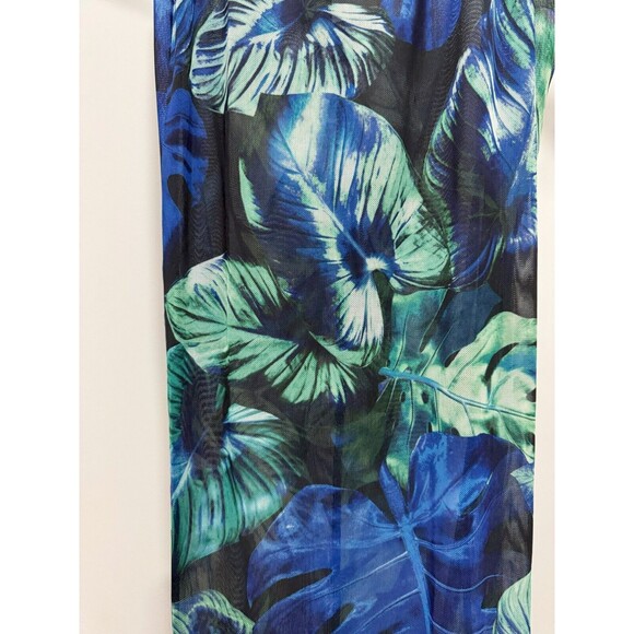 NWT Karen Millen Womens XS Blue Palm Print Beach Elastic Waist Maxi Skirt Retro - Picture 2 of 10